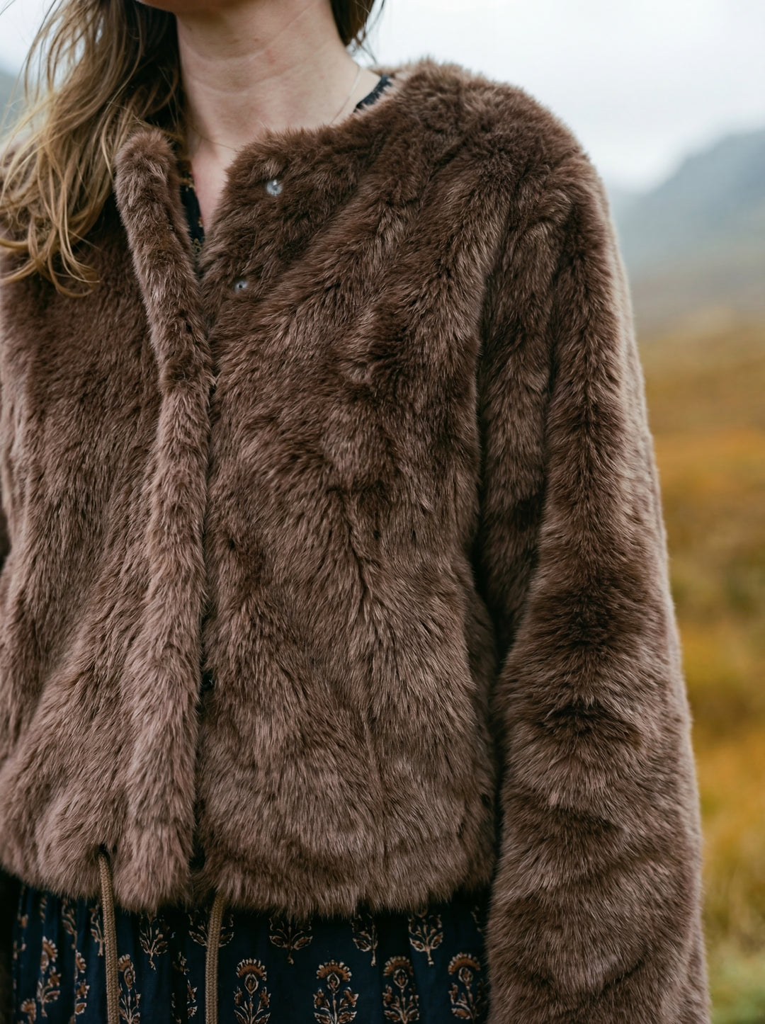 Luxury Vegan Fur Cropped Coat – Sustainable Hemp & Recycled Blend – One Size (UK 8-14)