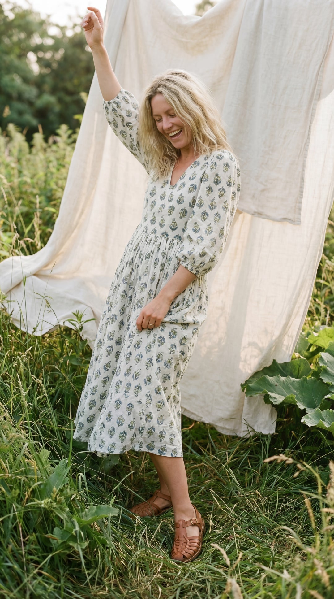 The Heritage Artisan Maxi Dress- Organic Cotton White