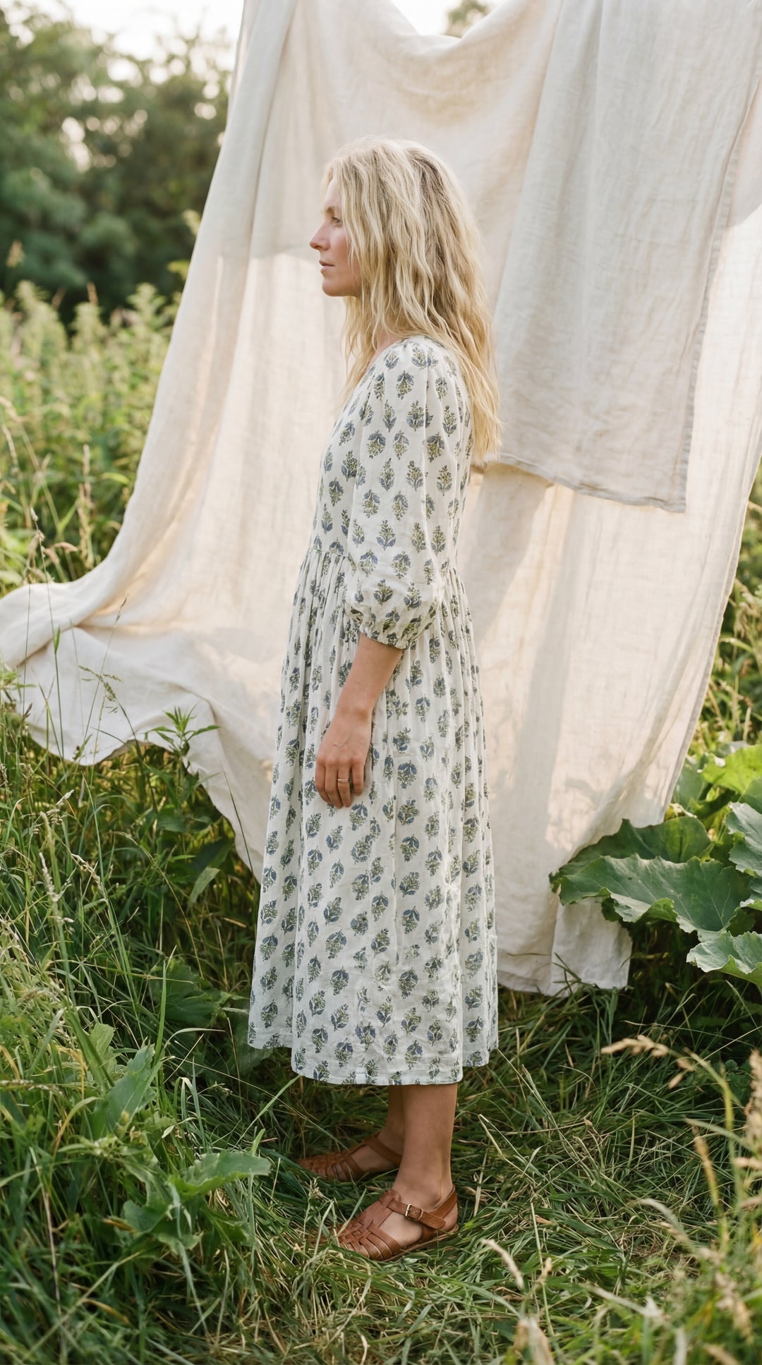 The Heritage Artisan Maxi Dress- Organic Cotton White