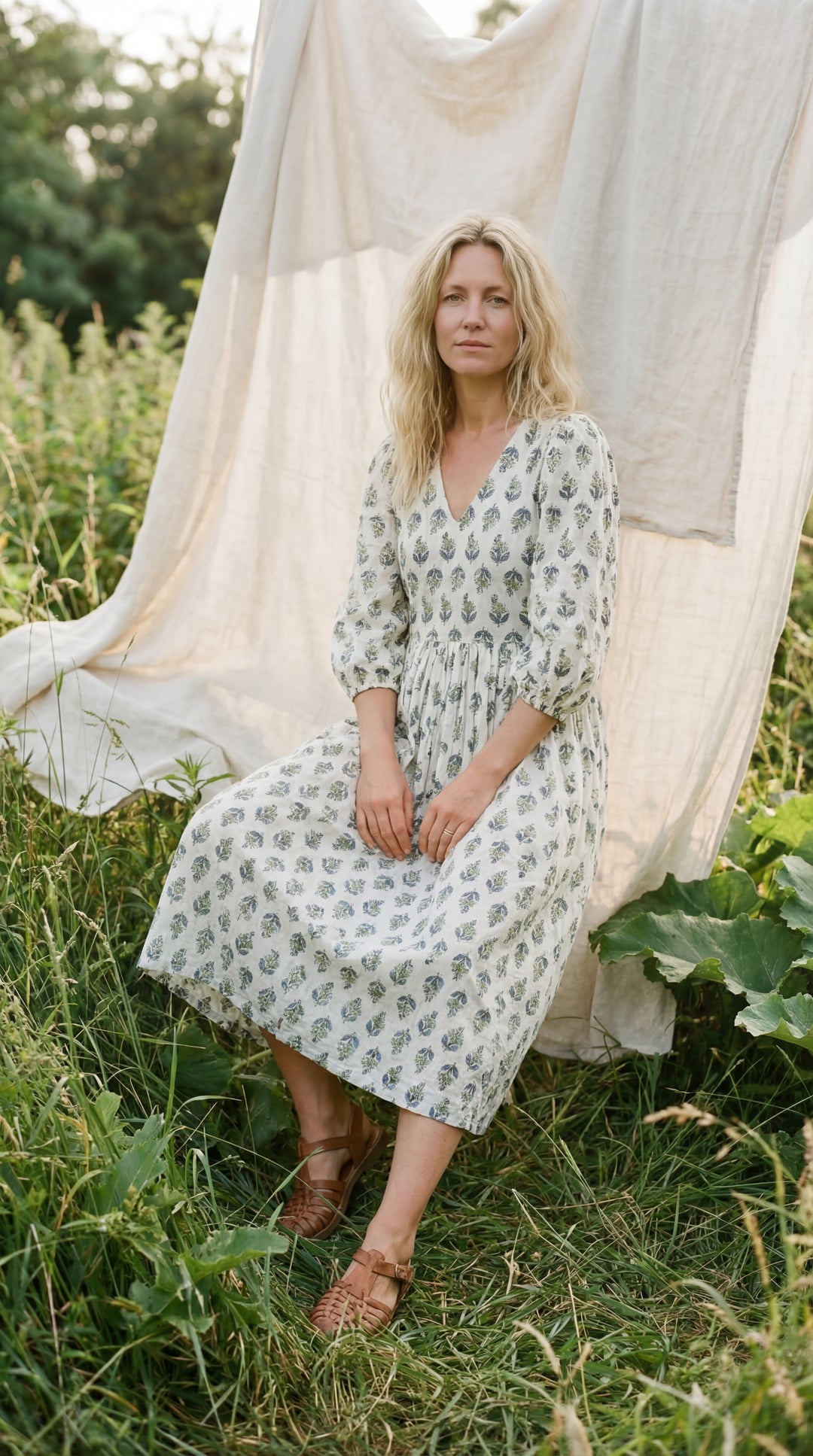 The Heritage Artisan Maxi Dress- Organic Cotton White