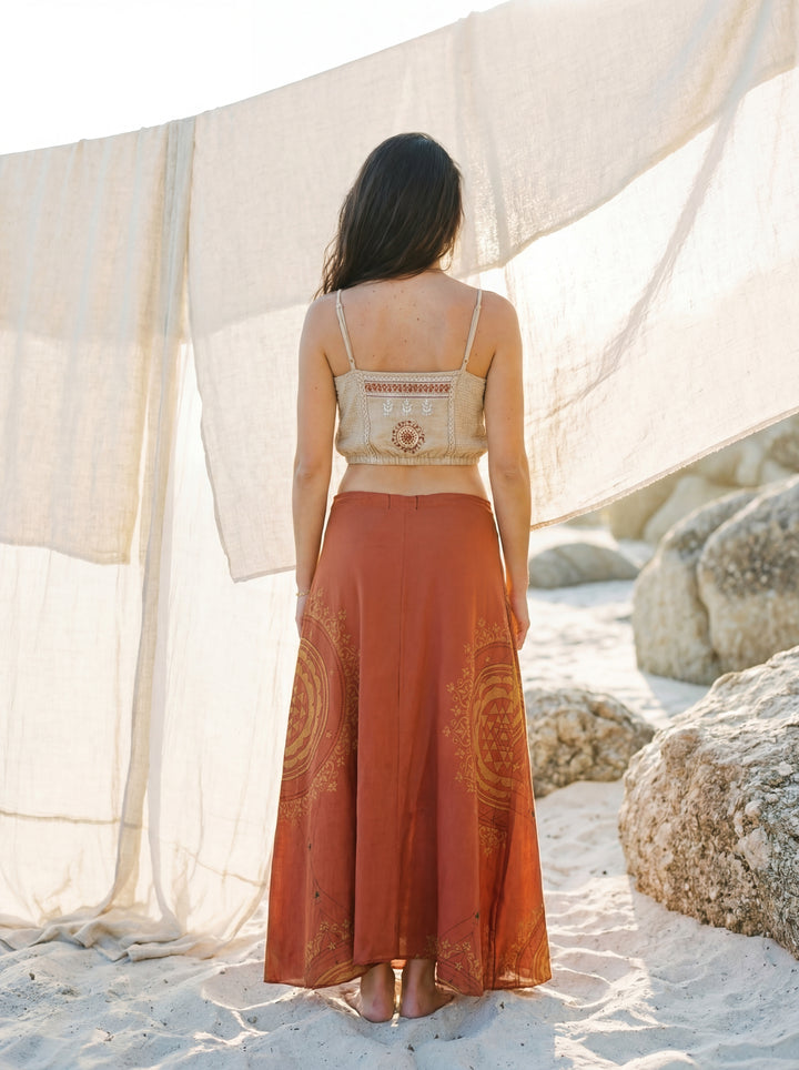 Bohemian Print Maxi Skirt: Cotton African Tribal A-Line Festival Skirt