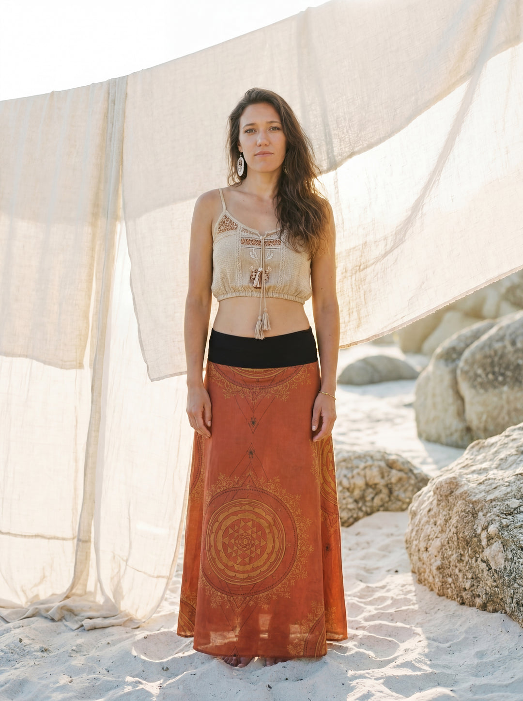 Bohemian Print Maxi Skirt: Cotton African Tribal A-Line Festival Skirt