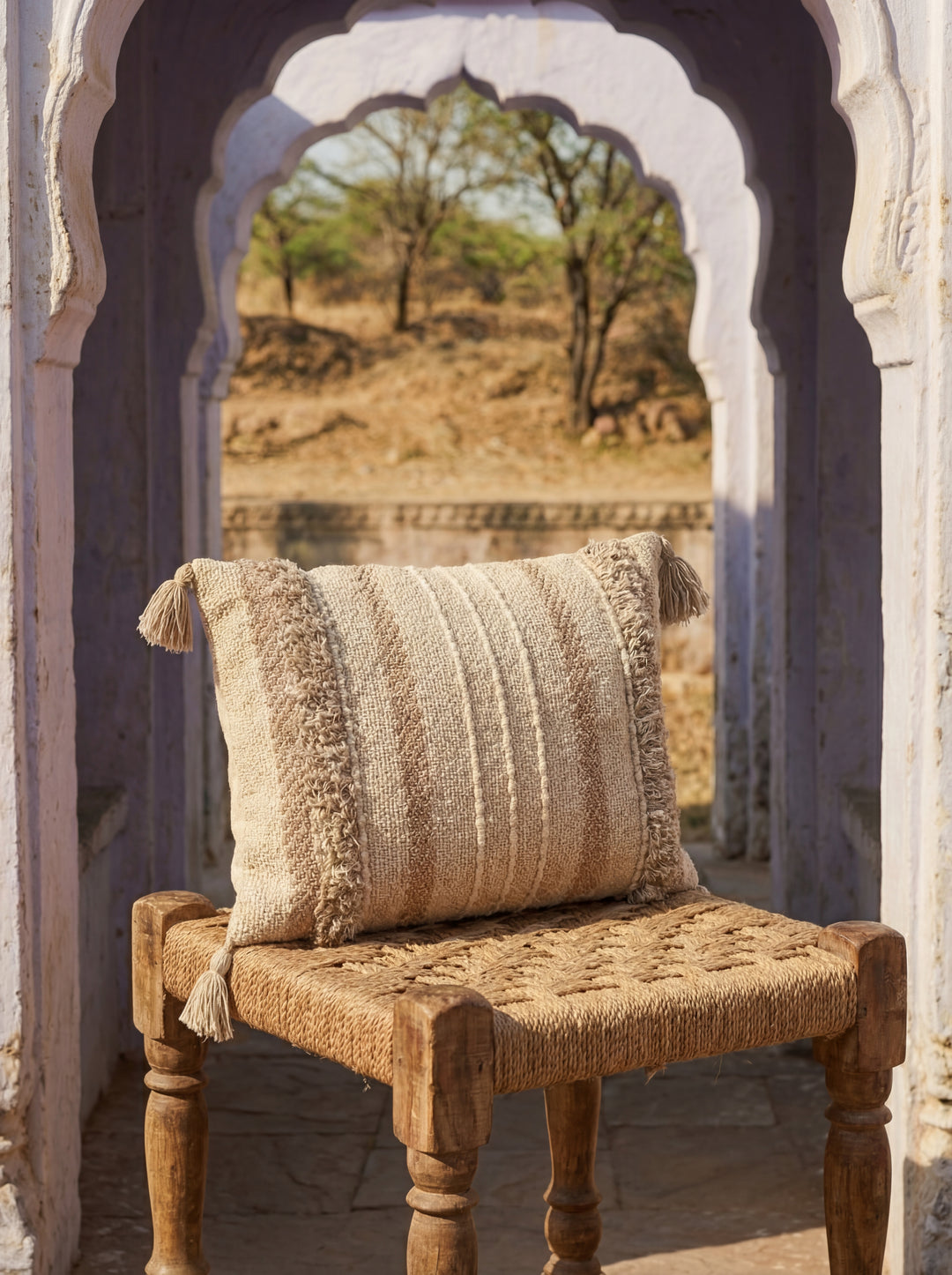 The Village Craft Pillow: 18" Hand-Loomed Macramé Throw Pillow – Supporting Women Empowerment