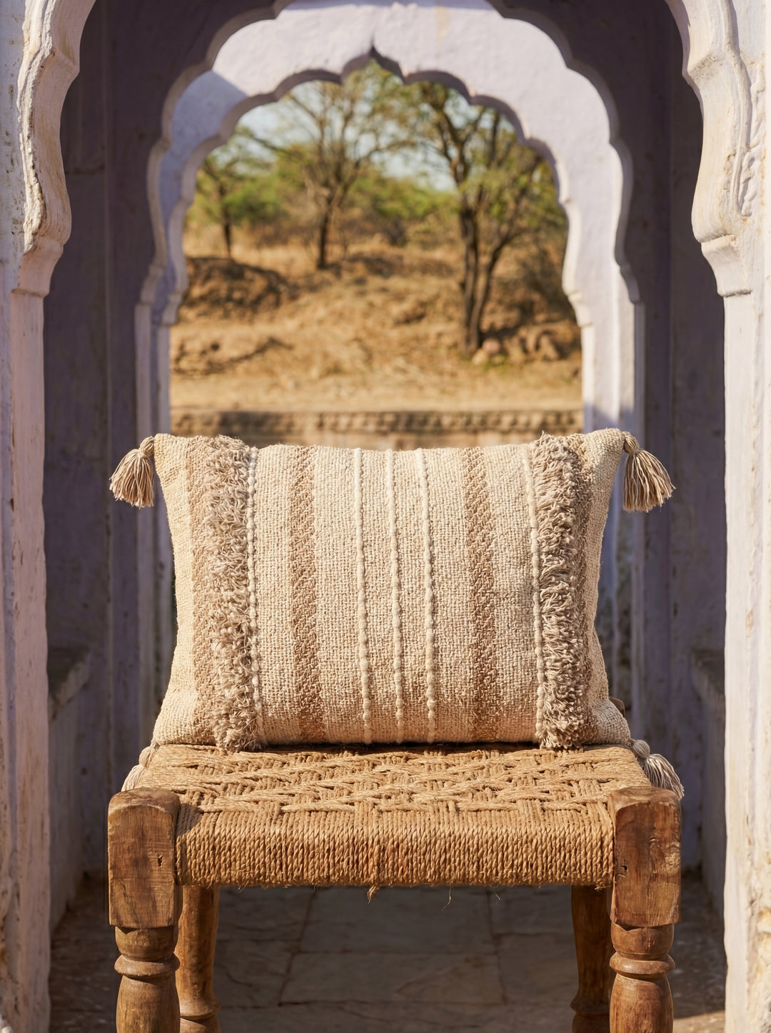 The Village Craft Pillow: 18" Hand-Loomed Macramé Throw Pillow – Supporting Women Empowerment