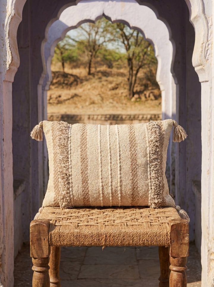 The Village Craft Pillow: 18" Hand-Loomed Macramé Throw Pillow – Supporting Women Empowerment