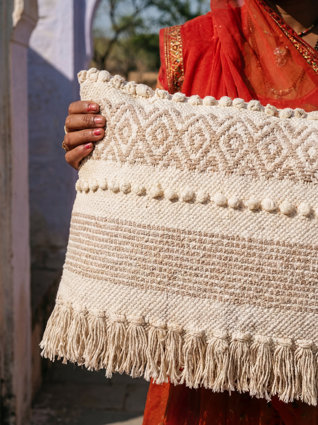 The Craft Pillow: 18" Hand-Loomed Macramé Throw Pillow – Supporting Women Empowerment (Copy)