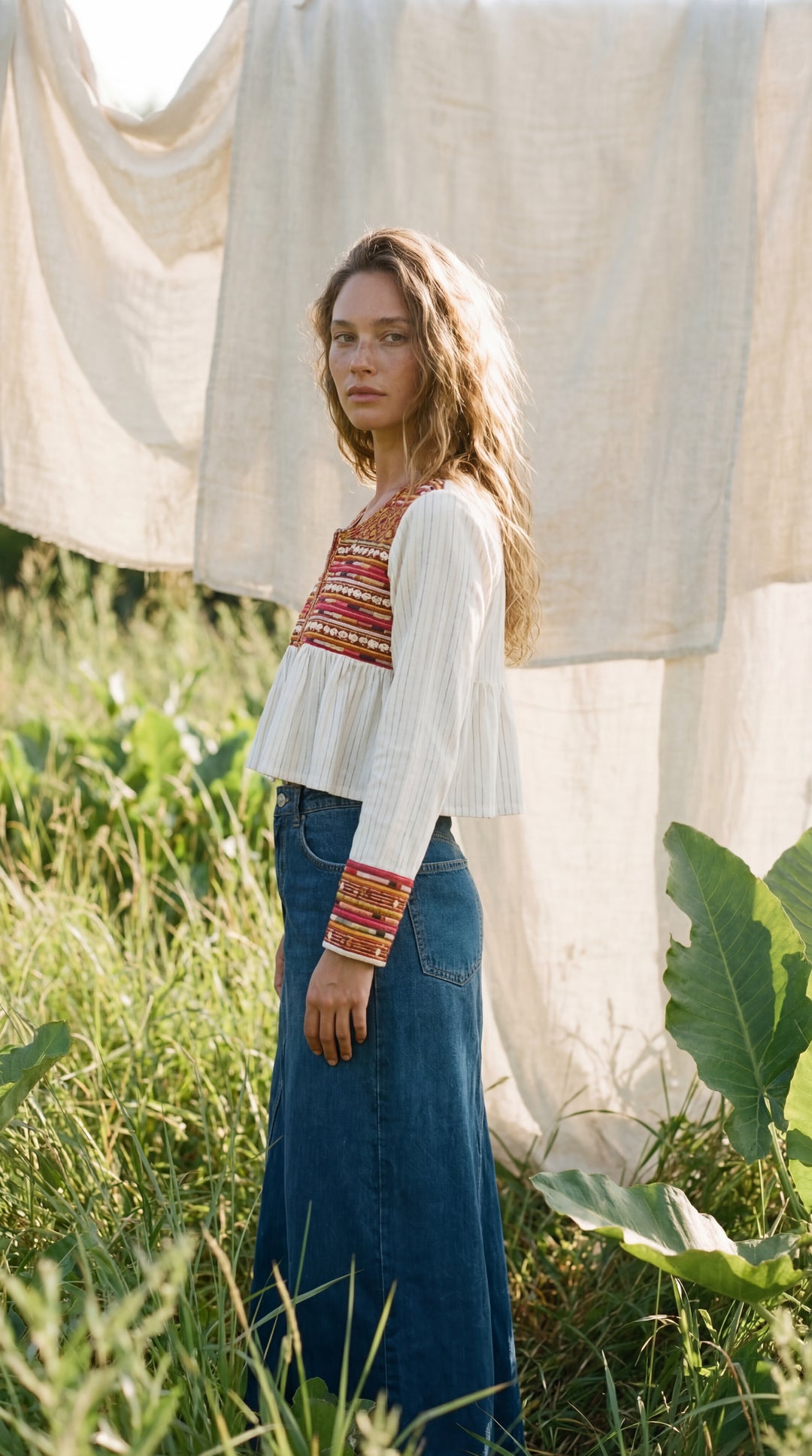 The "Pradeep" Artisan Top – White with Tribal Embroidery & Coins