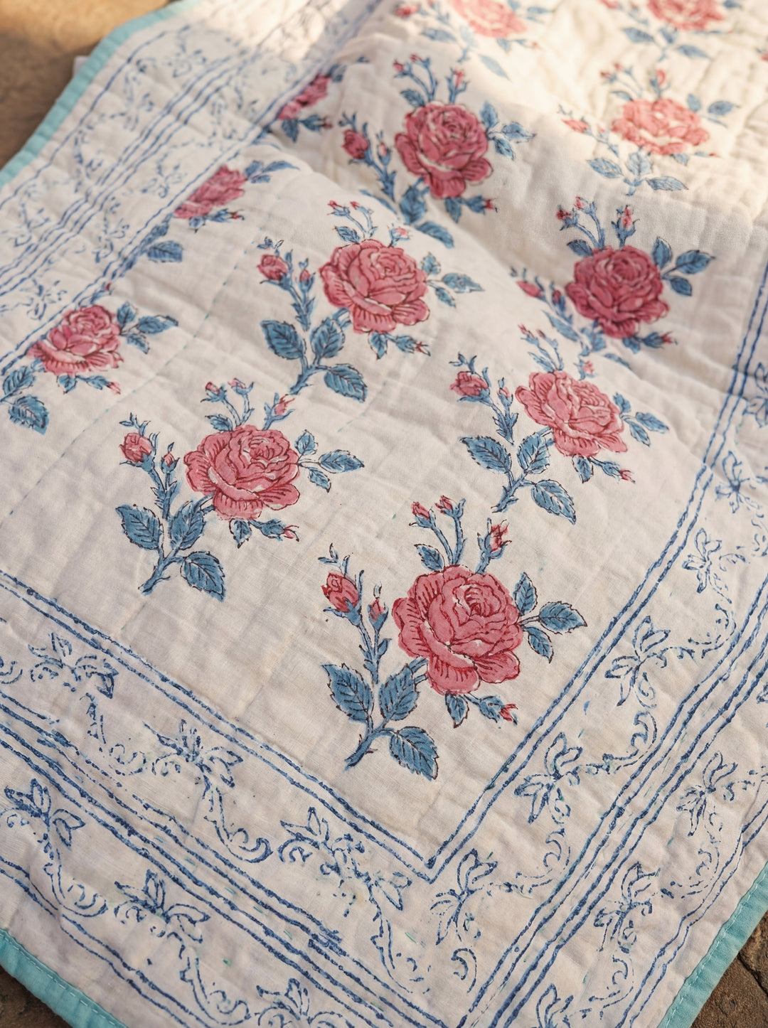 The Ivory Garden Quilt – 108x108" Reversible White & Pastel Floral Organic Cotton Super King