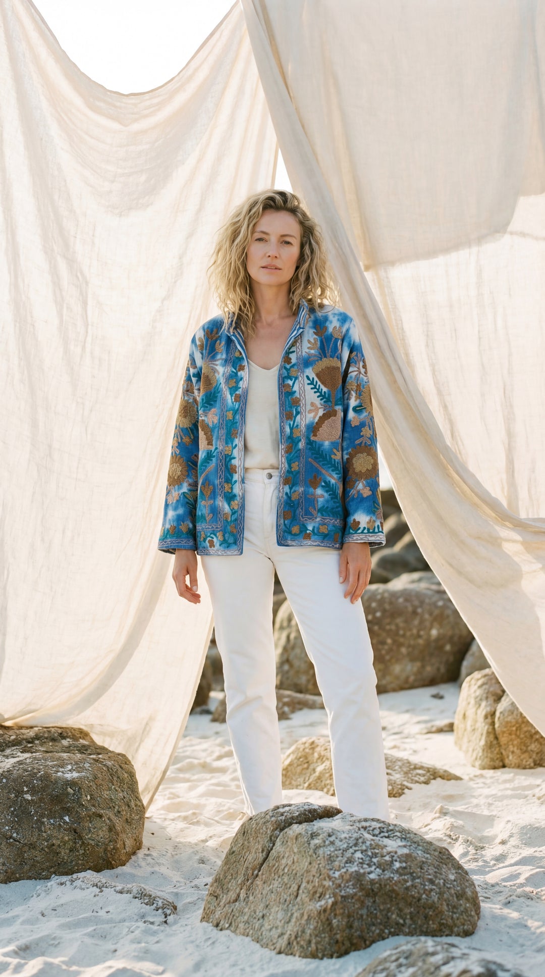 The "Suzani" Tie-Dye Masterpiece Jacket – Heritage Blue & White
