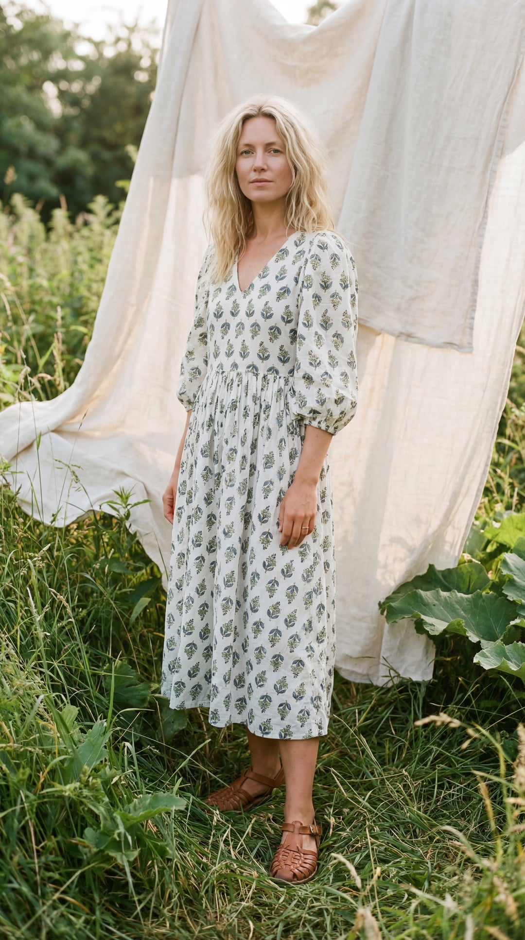 The Heritage Artisan Maxi Dress- Organic Cotton White