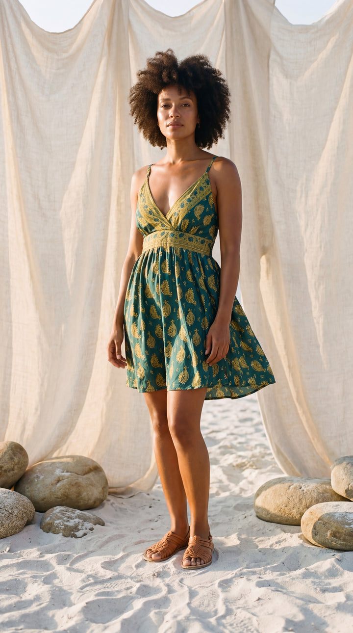The "Sloane" Shirred Mini – Available in Sunset Orange & Botanical Green