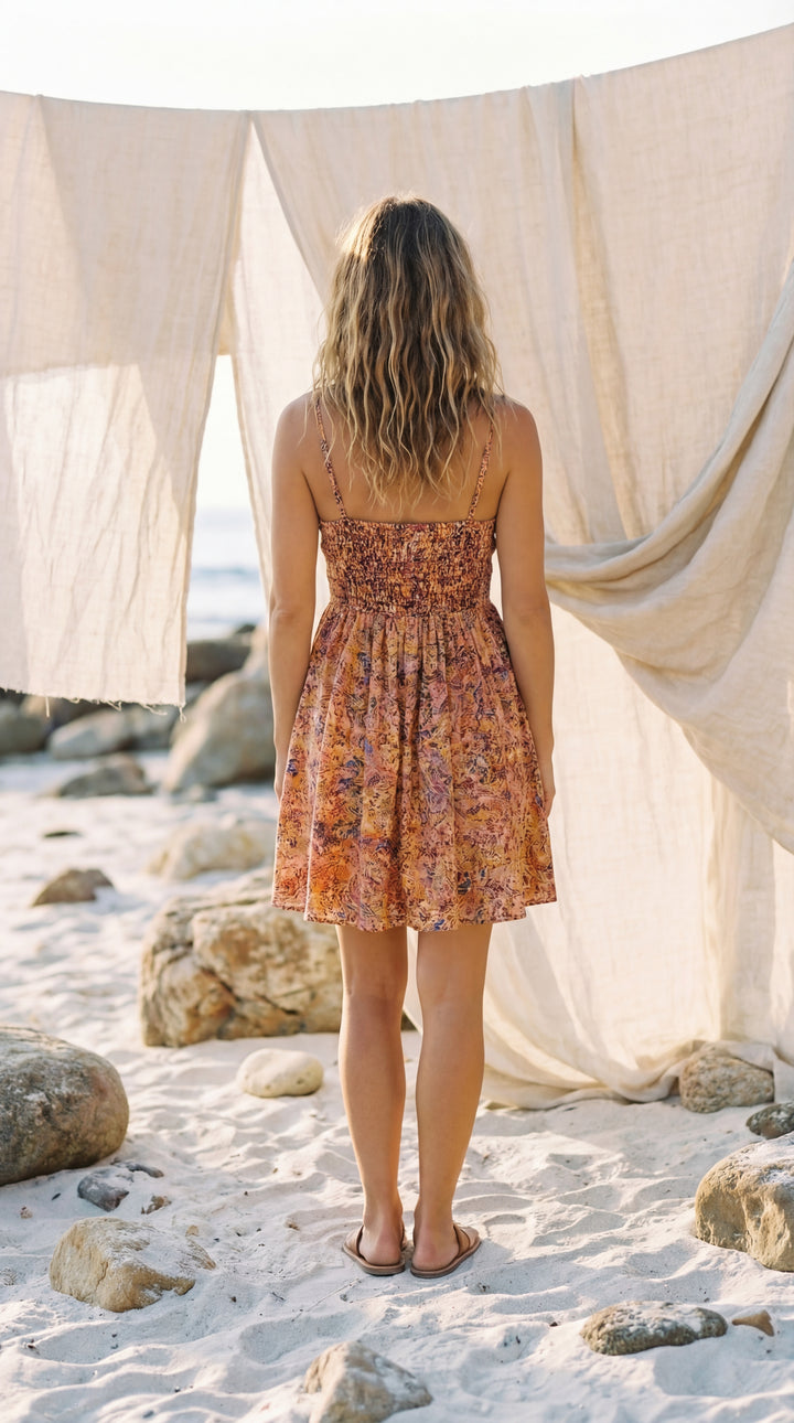 The "Sloane" Shirred Mini – Available in Sunset Orange & Botanical Green