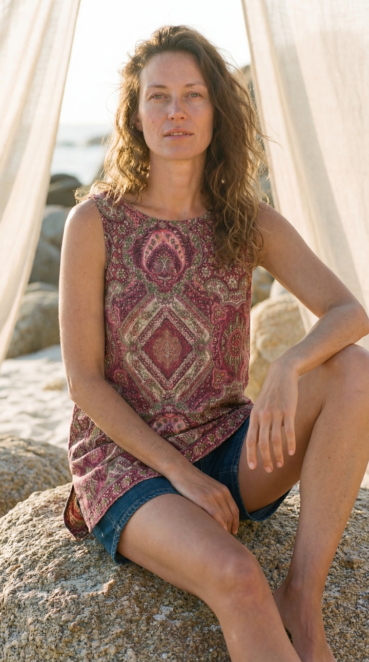The "Mariya" Silk Tunic – Available in Royal Blue & Rose Madder