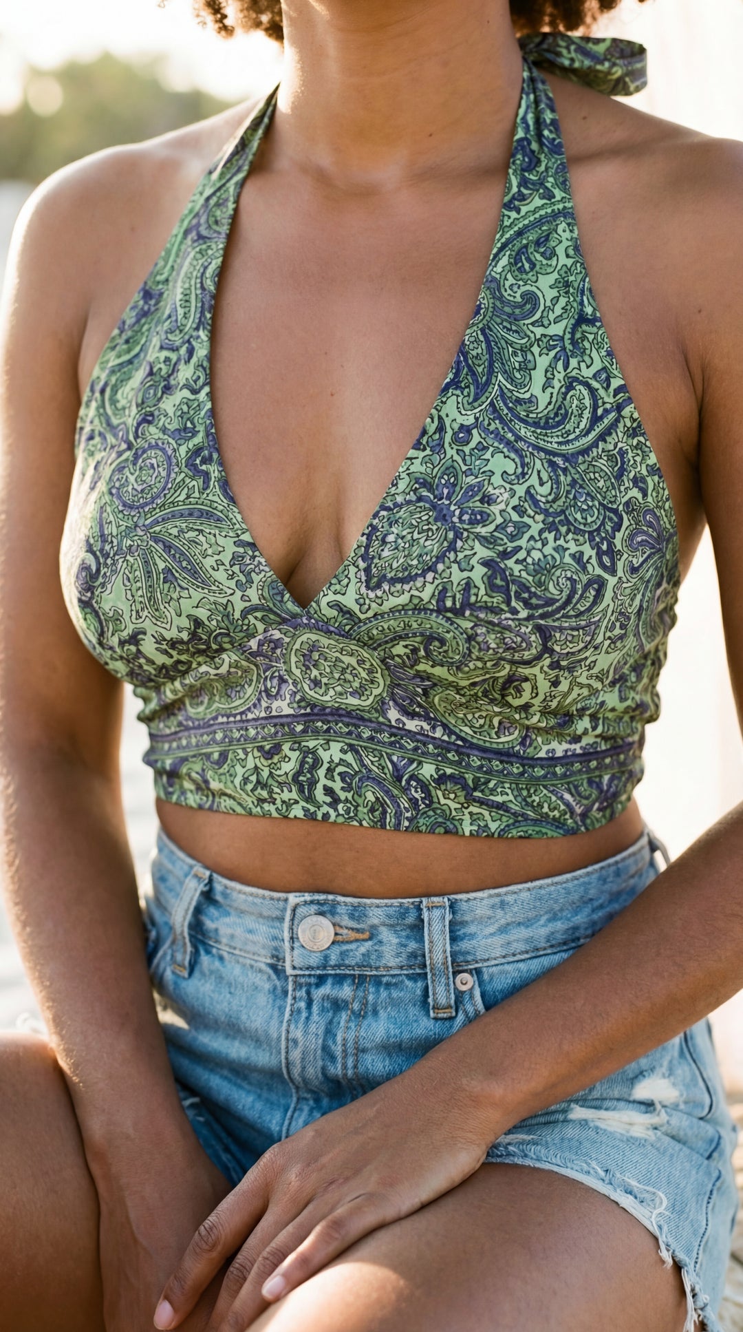 The "Zaya" Reversible Silk Halter – Reclaimed Artisan Bra Top