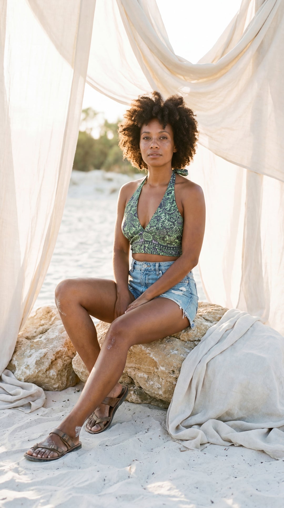 The "Zaya" Reversible Silk Halter – Reclaimed Artisan Bra Top