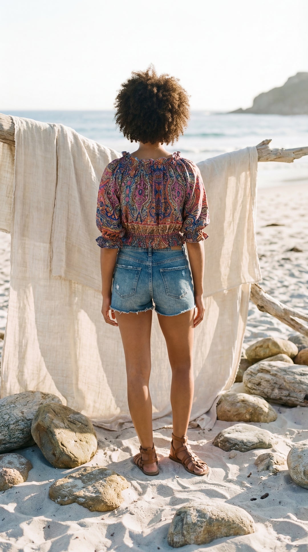The "Indie" Silk Smocked Crop Top – Available in Sunset Orange, Azure Blue & Royal Purple