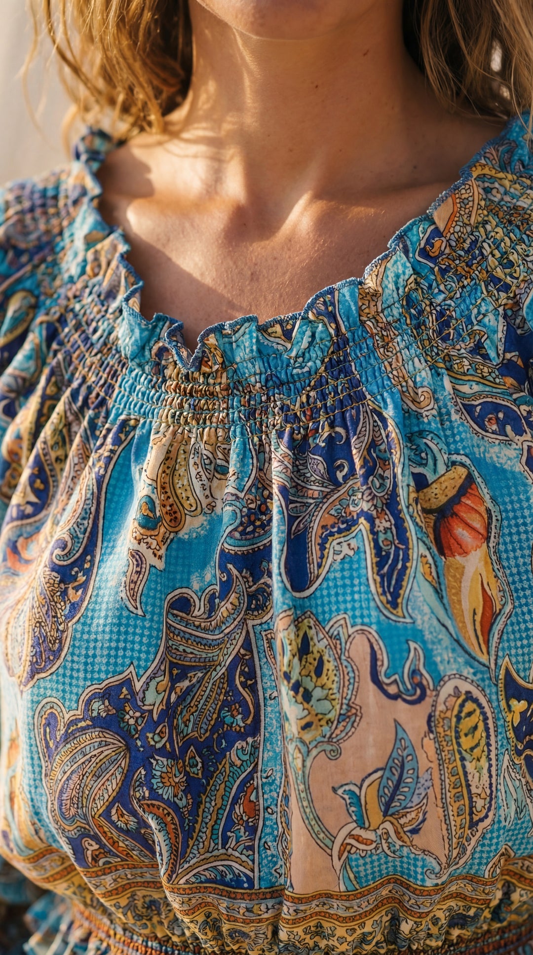 The "Indie" Silk Smocked Crop Top – Available in Sunset Orange, Azure Blue & Royal Purple