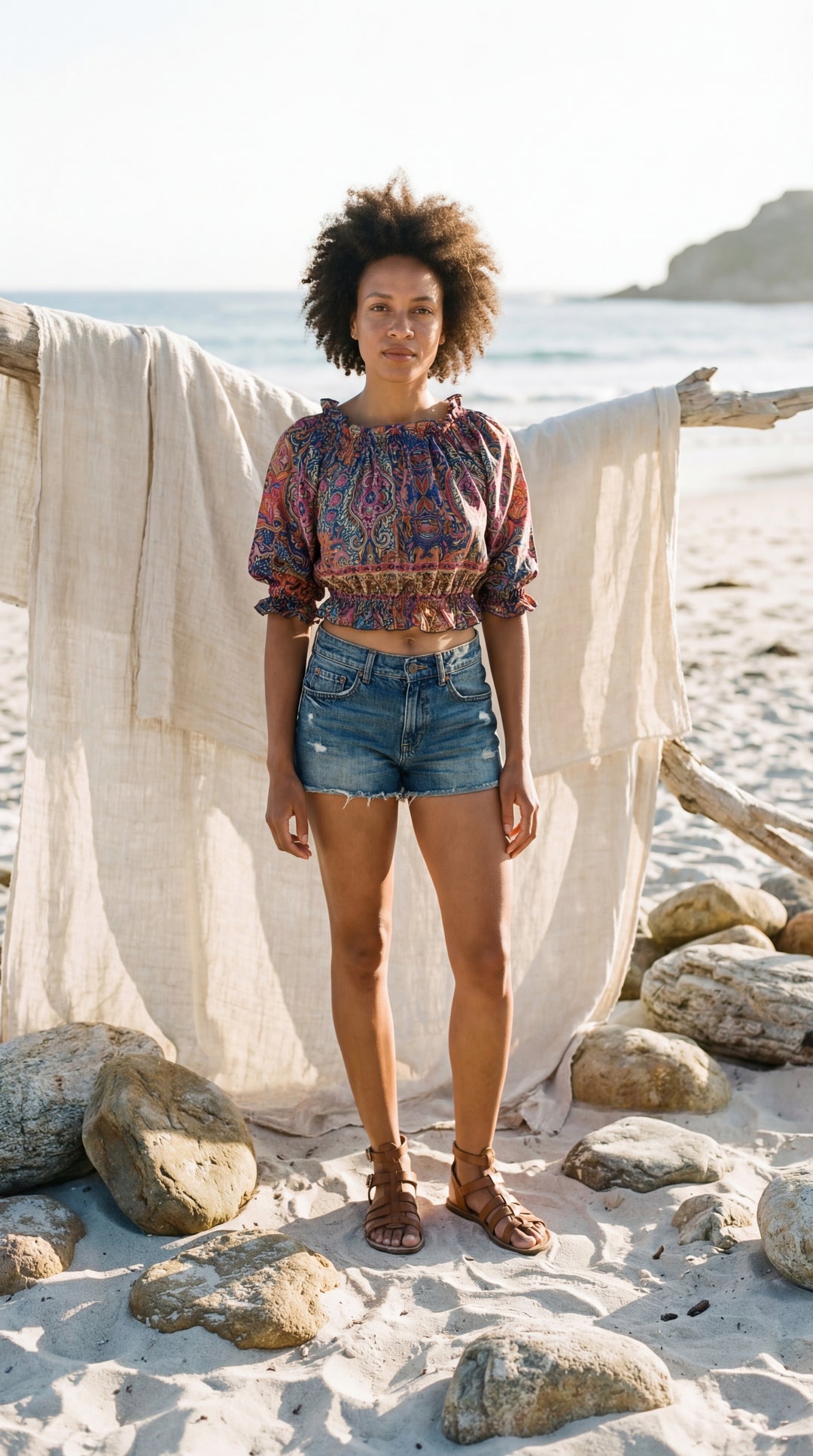 The "Indie" Silk Smocked Crop Top – Available in Sunset Orange, Azure Blue & Royal Purple