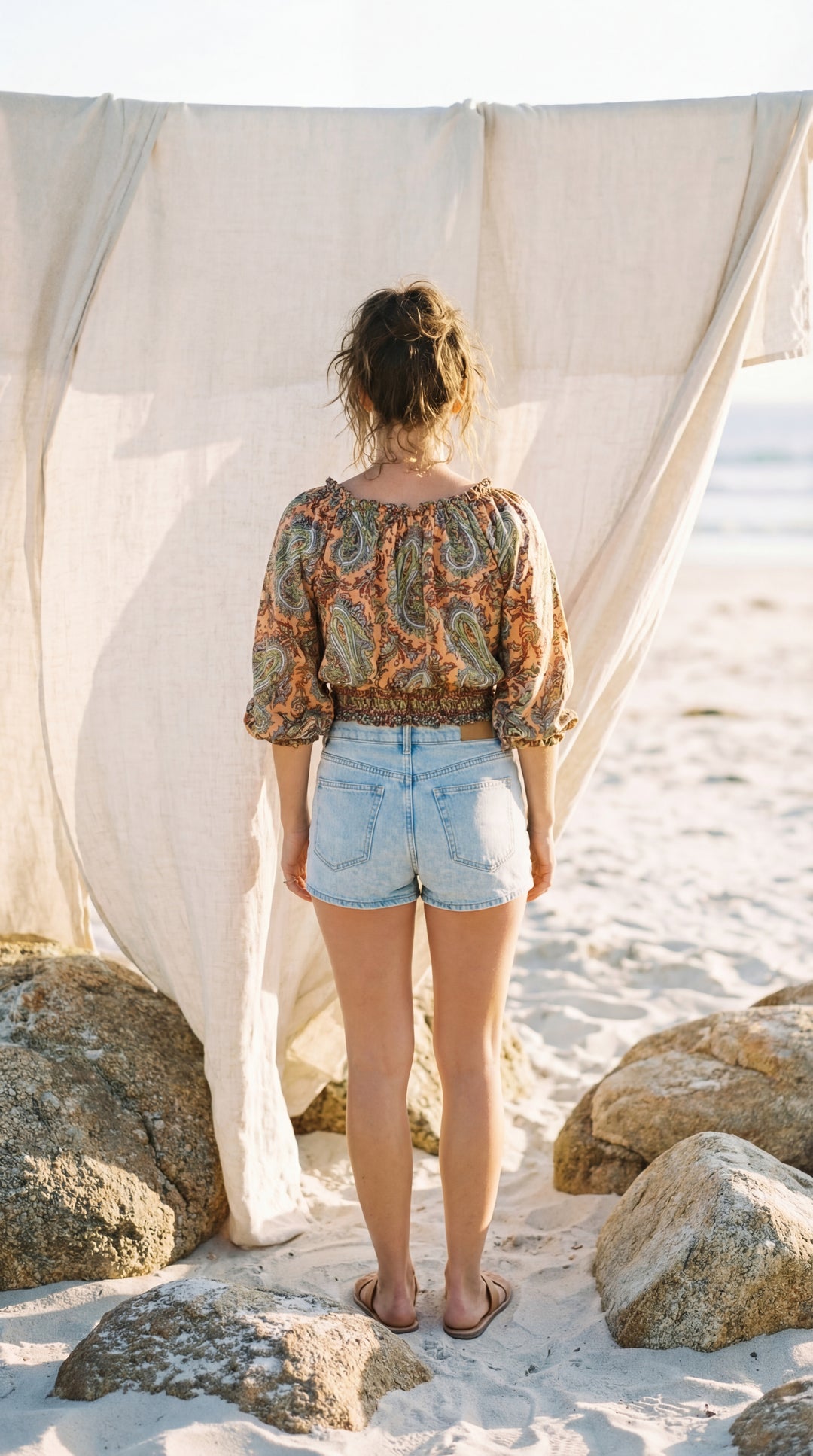 The "Indie" Silk Smocked Crop Top – Available in Sunset Orange, Azure Blue & Royal Purple