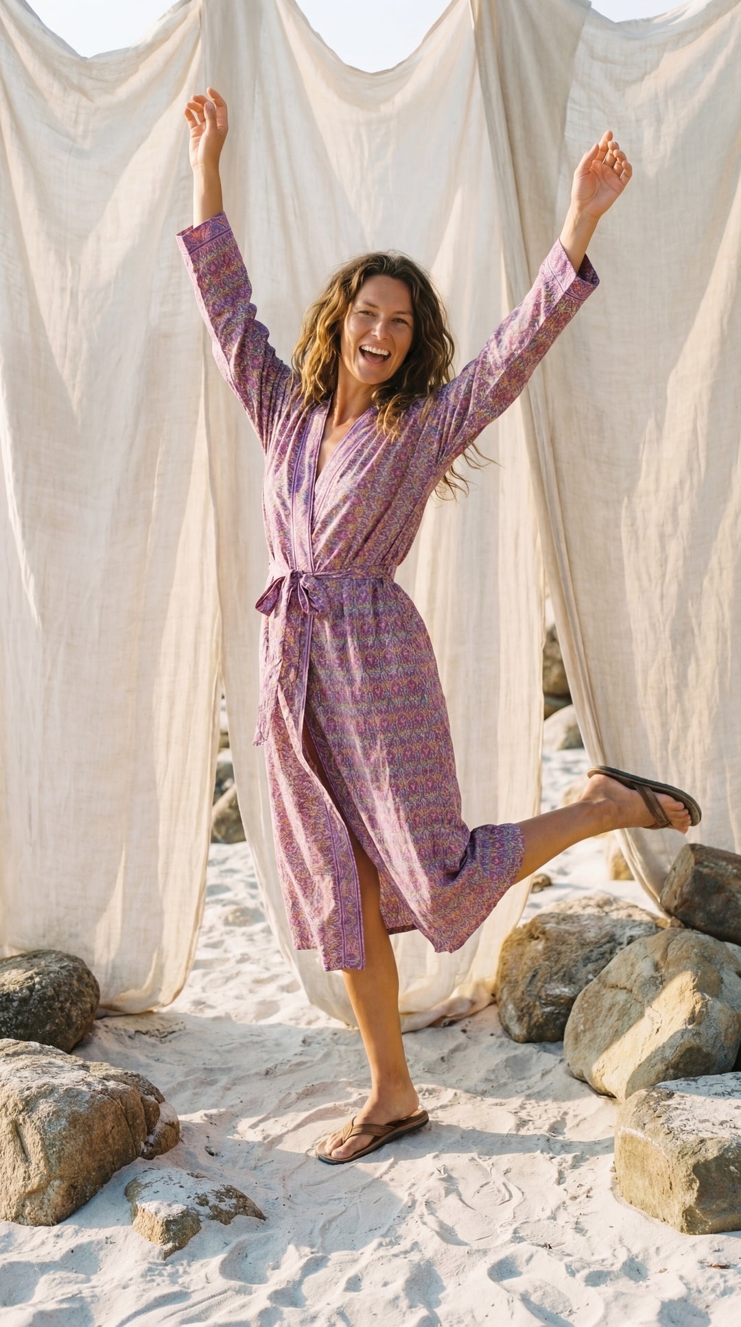 The "Luxe Oasis" Silk Kimono – Available in Midnight Black, Royal Purple & Peony Pink