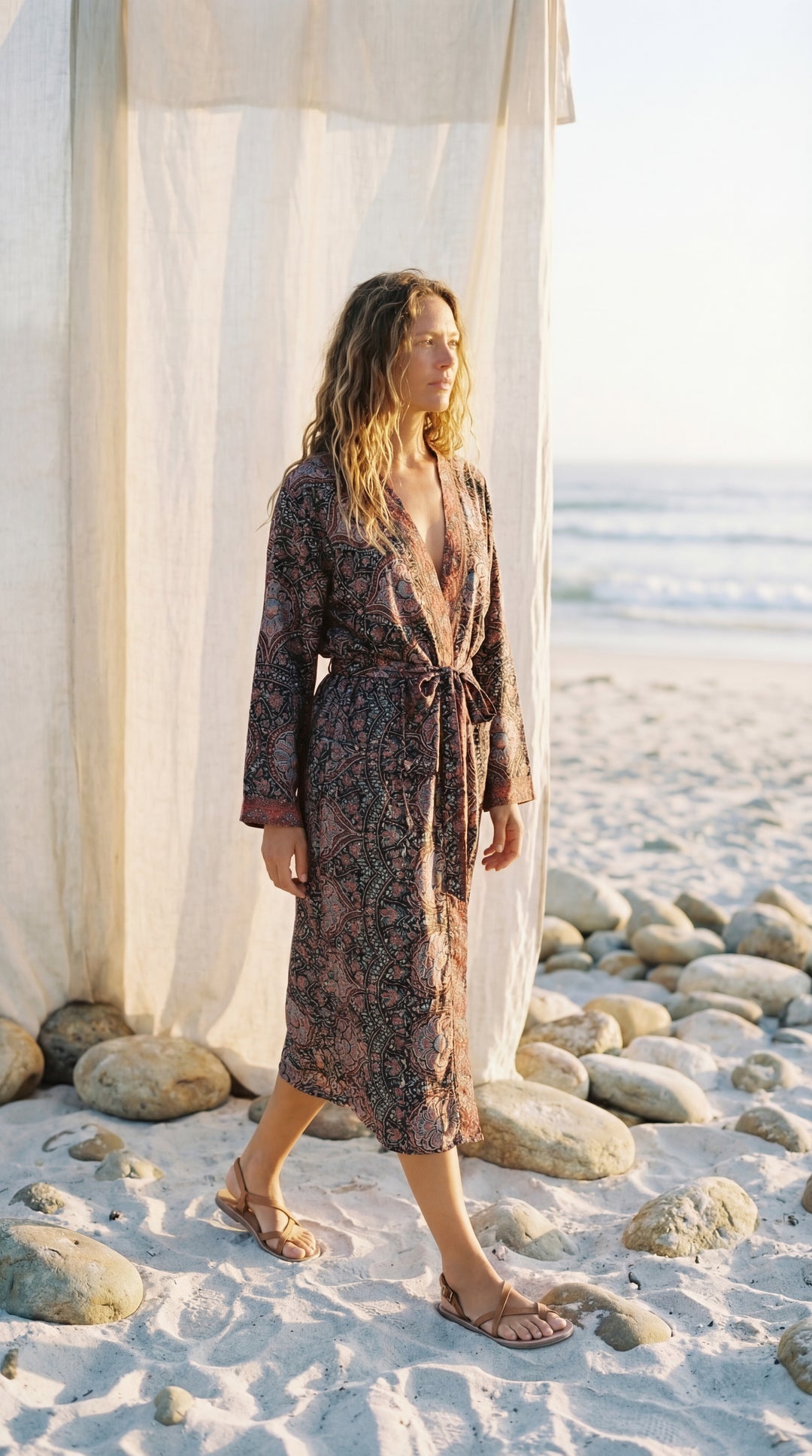 The "Luxe Oasis" Silk Kimono – Available in Midnight Black, Royal Purple & Peony Pink