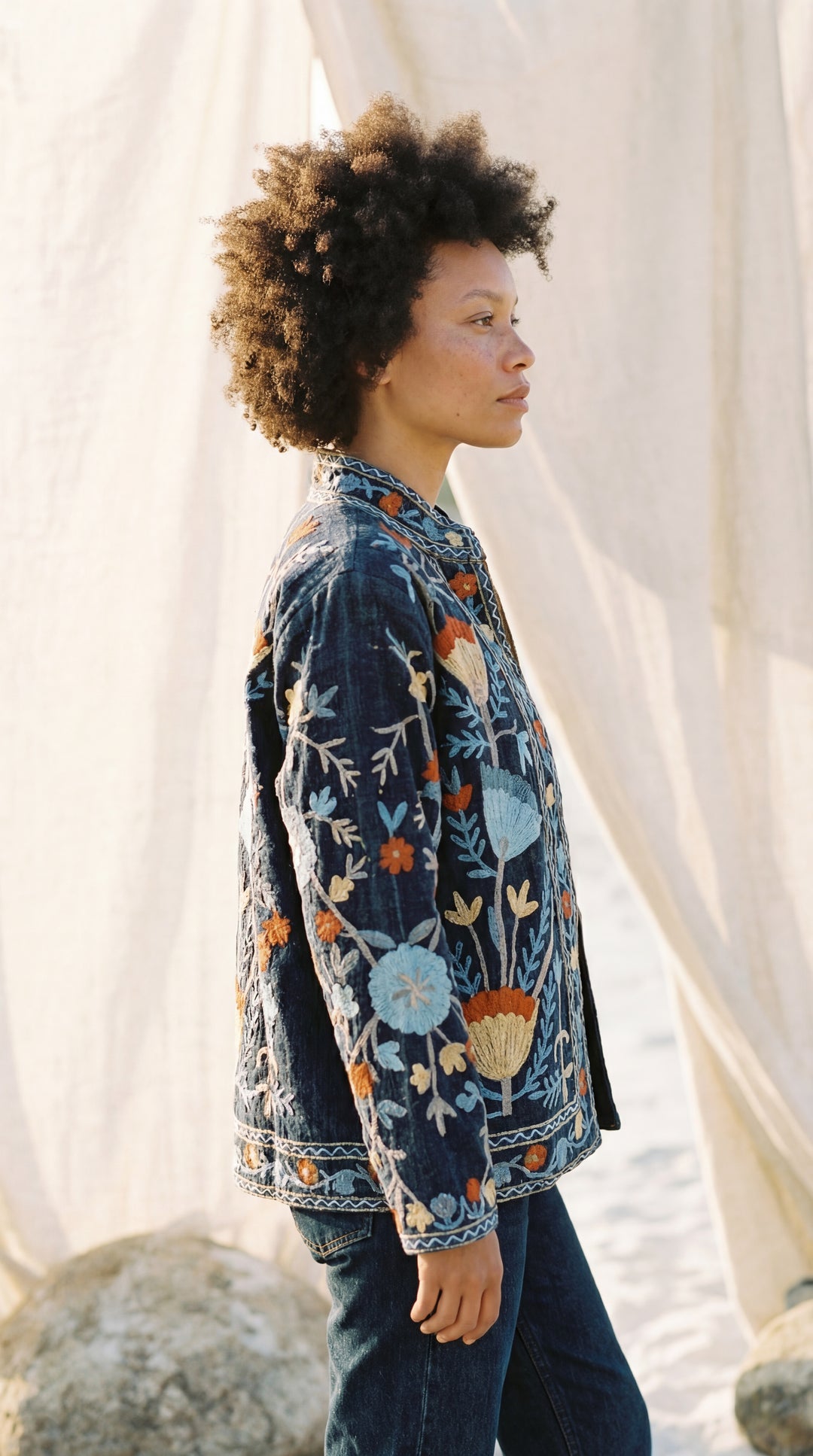 The "Suzani" Masterpiece Jacket – Heritage Blue & Bronze Embroidery