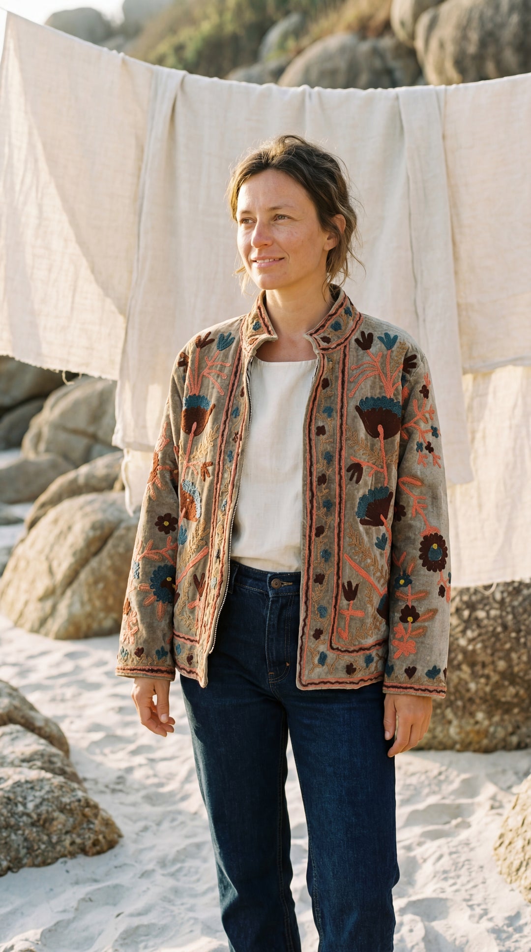 The "Suzani" Masterpiece Jacket – Heritage Blue & Bronze Embroidery