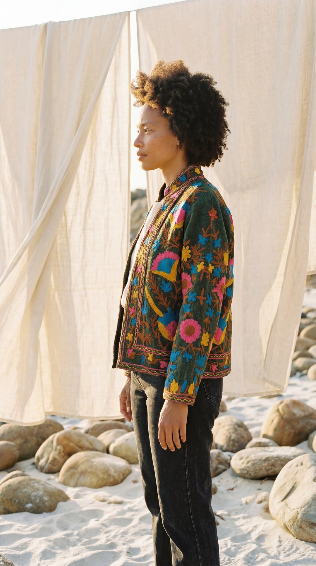 The "Suzani" Masterpiece Jacket – Heritage Blue & Bronze Embroidery