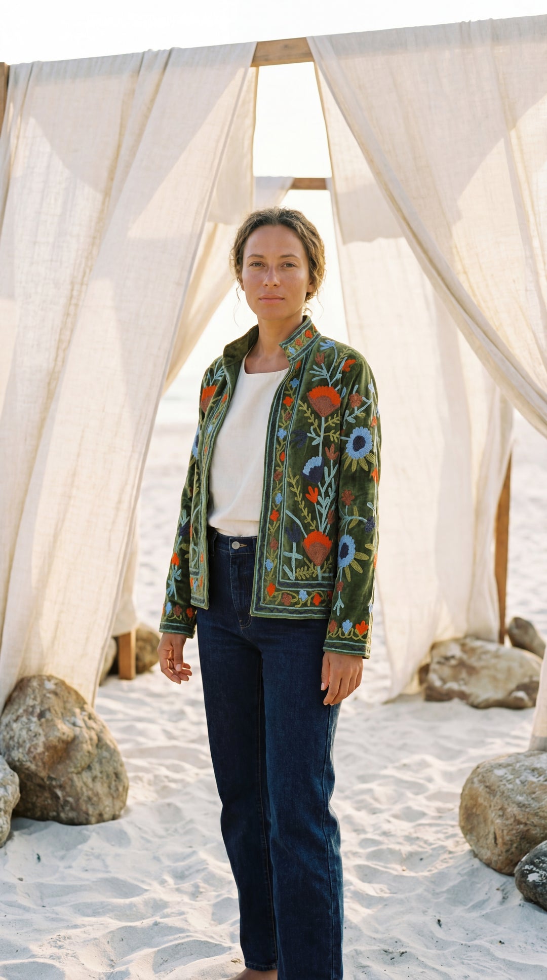 The "Suzani" Masterpiece Jacket – Heritage Blue & Bronze Embroidery