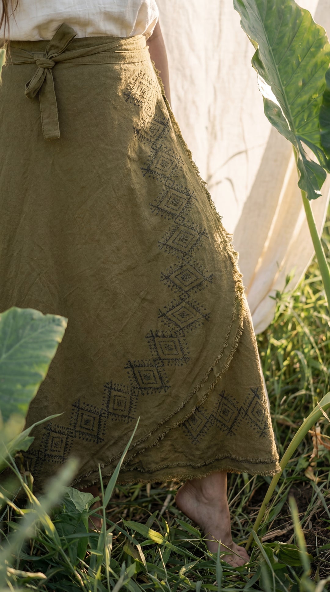 Kishor Hand Block Printed Cotton Wrap Skirt: Festival Boho Skirt
