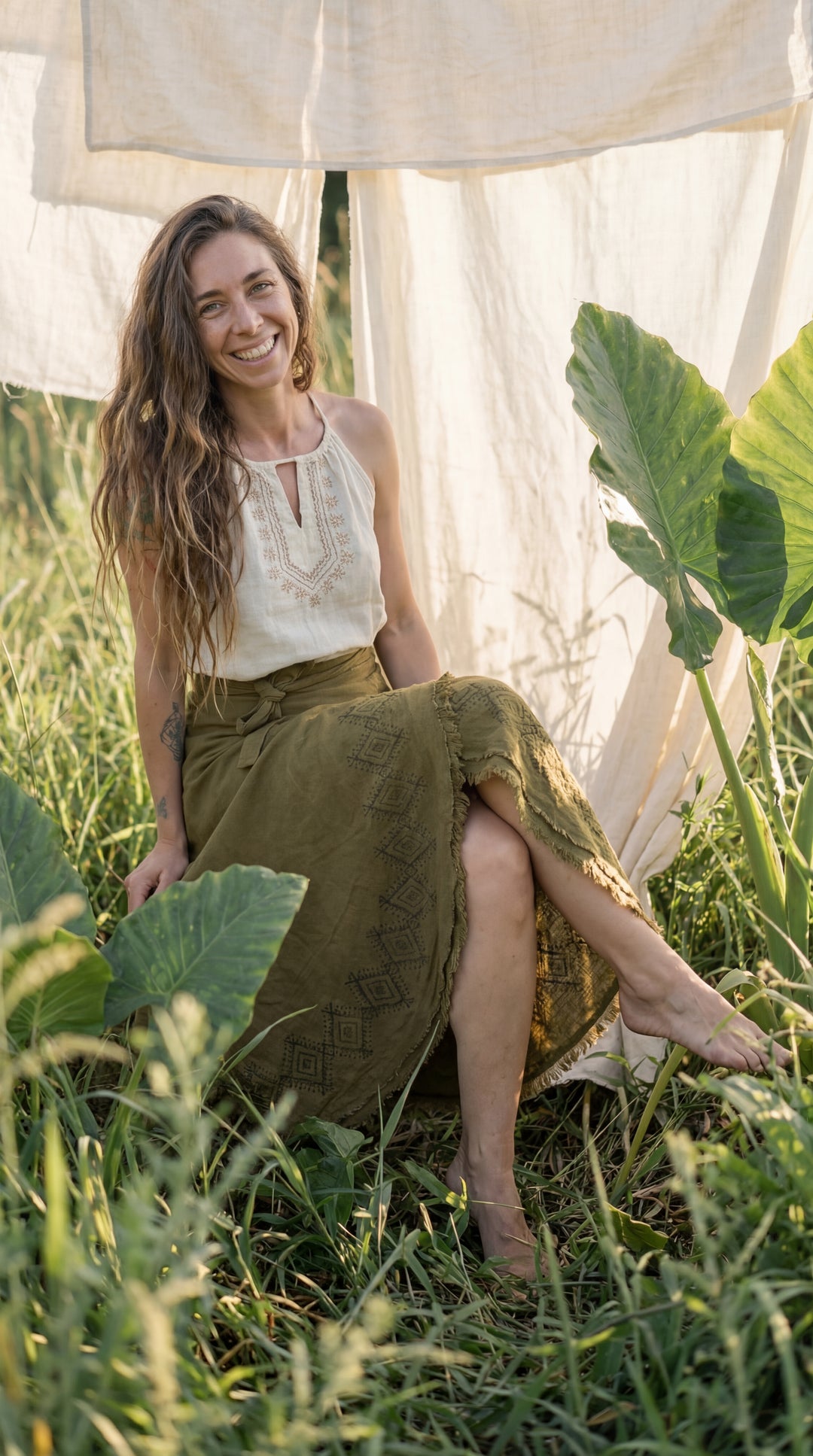 Kishor Hand Block Printed Cotton Wrap Skirt: Festival Boho Skirt