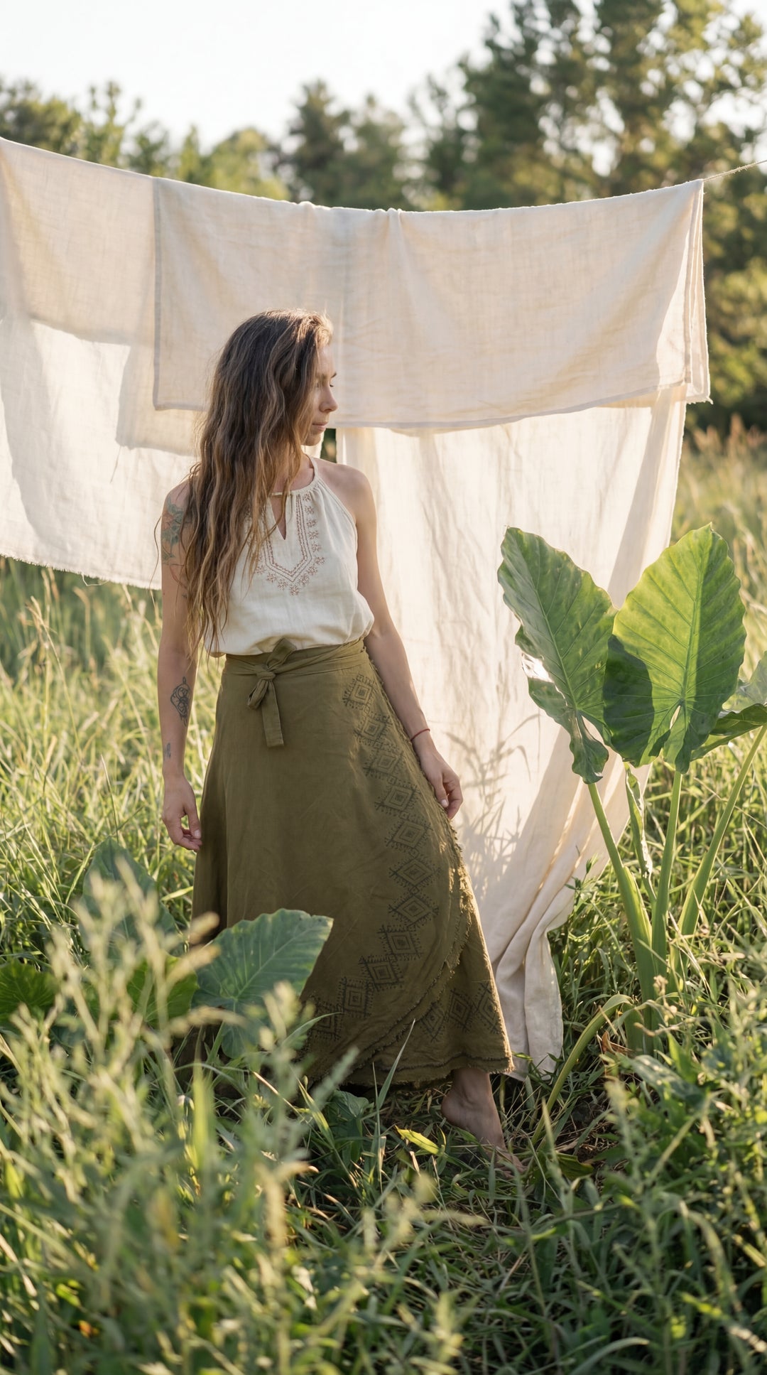 Kishor Hand Block Printed Cotton Wrap Skirt: Festival Boho Skirt