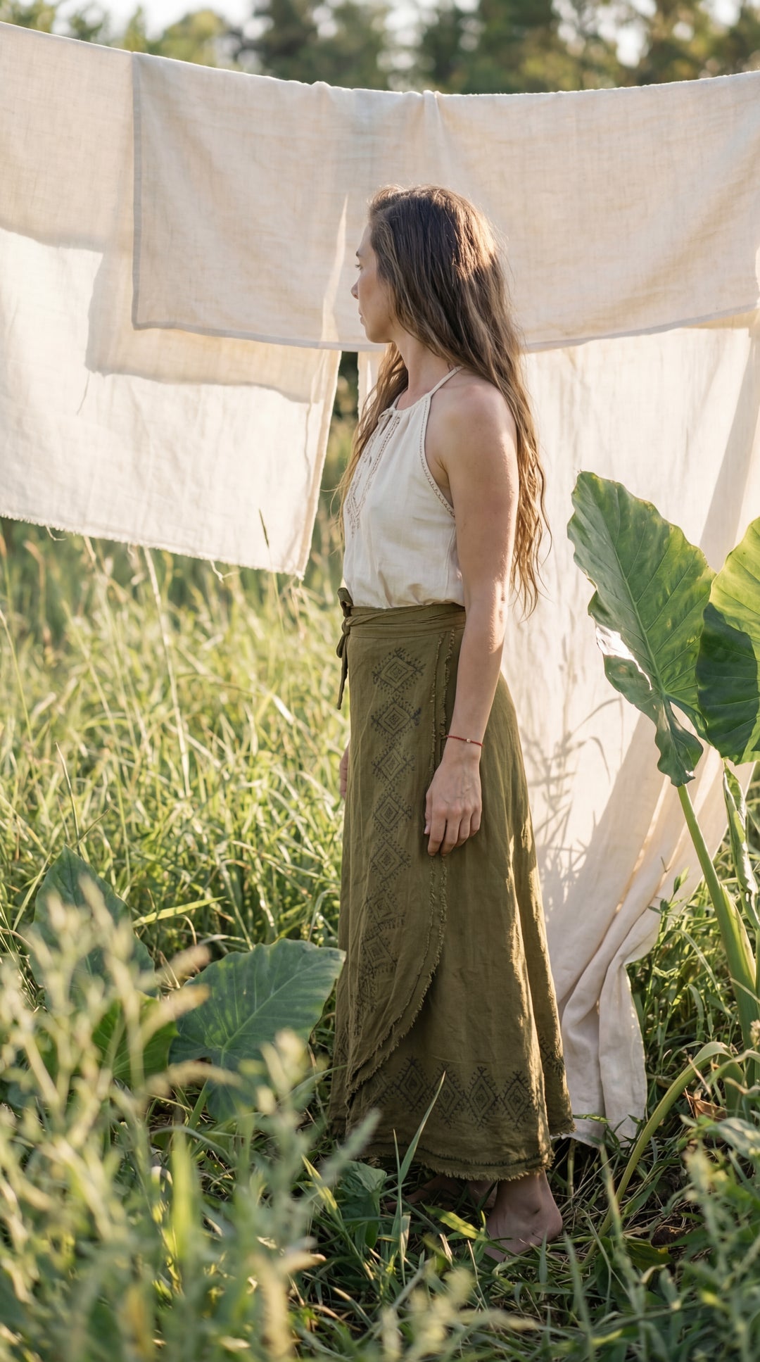 Kishor Hand Block Printed Cotton Wrap Skirt: Festival Boho Skirt