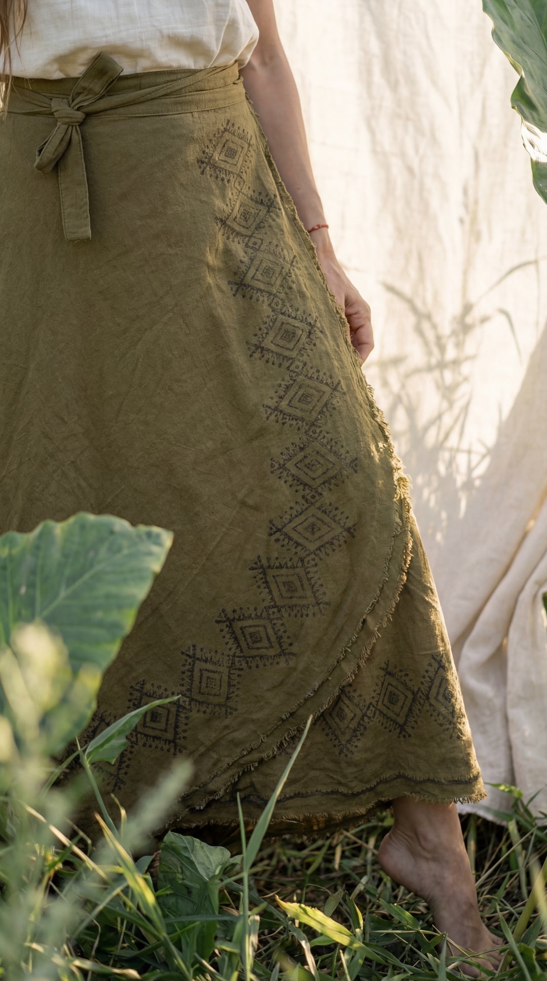 Kishor Hand Block Printed Cotton Wrap Skirt: Festival Boho Skirt