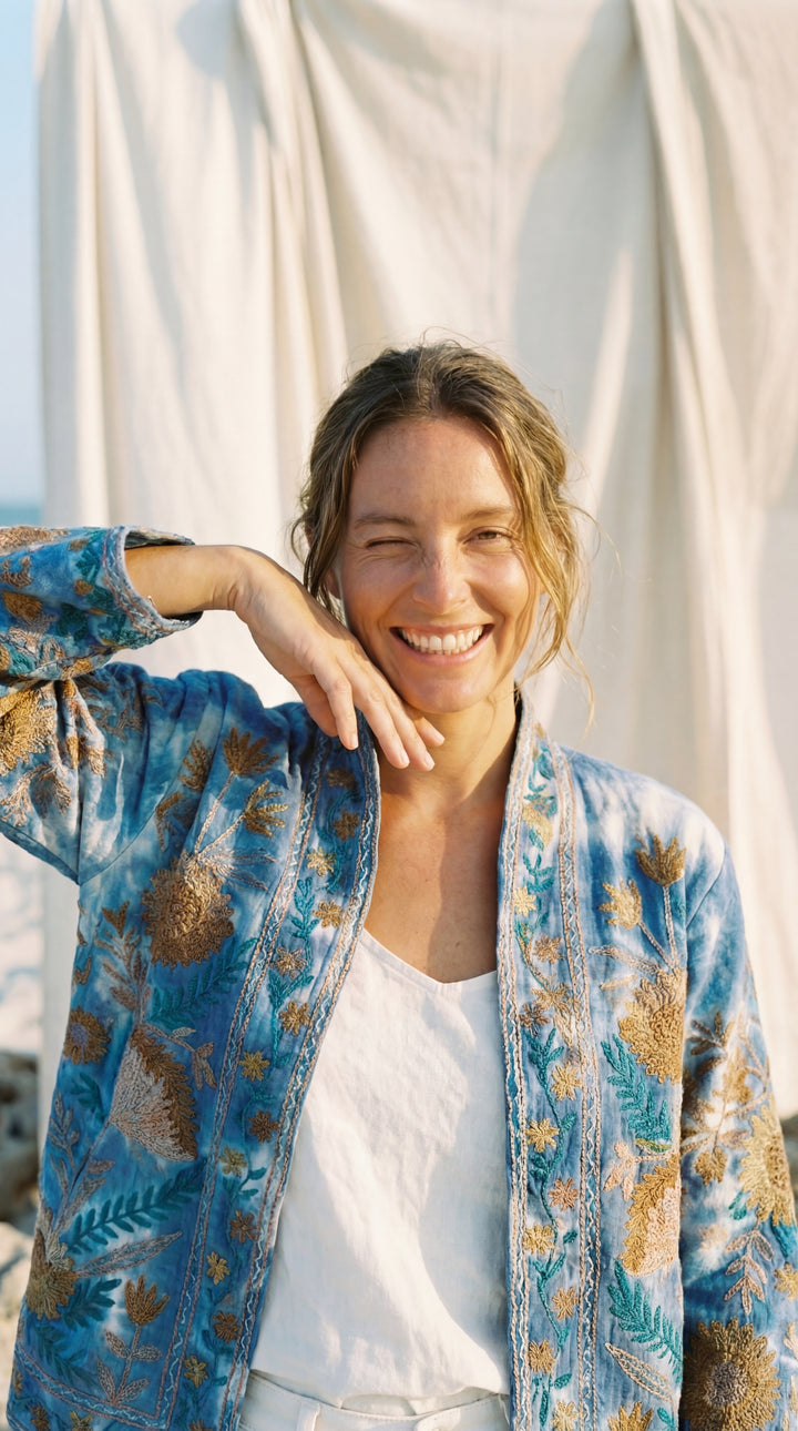 The "Suzani" Tie-Dye Masterpiece Jacket – Heritage Blue & White