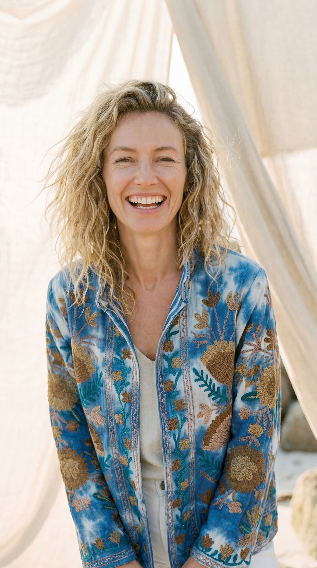 The "Suzani" Tie-Dye Masterpiece Jacket – Heritage Blue & White