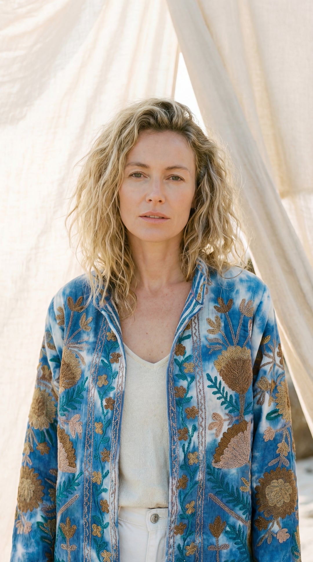 The "Suzani" Tie-Dye Masterpiece Jacket – Heritage Blue & White