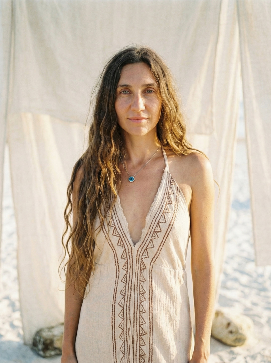 Meenakshi Cotton Maxi Dress – Bohemian Halter Neck Goddess Gown (UK 8-14)