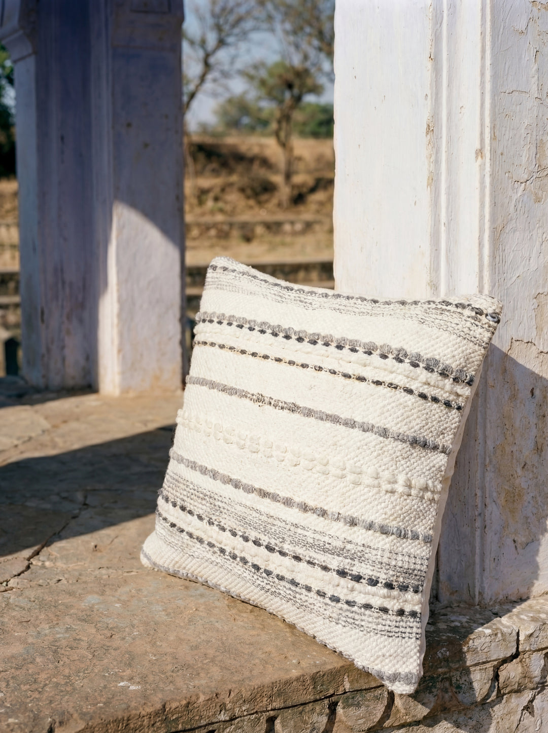 The Cluster Weave: Handcrafted Indian Cluster Weave Cushion – 18x18" Sustainable Cotton