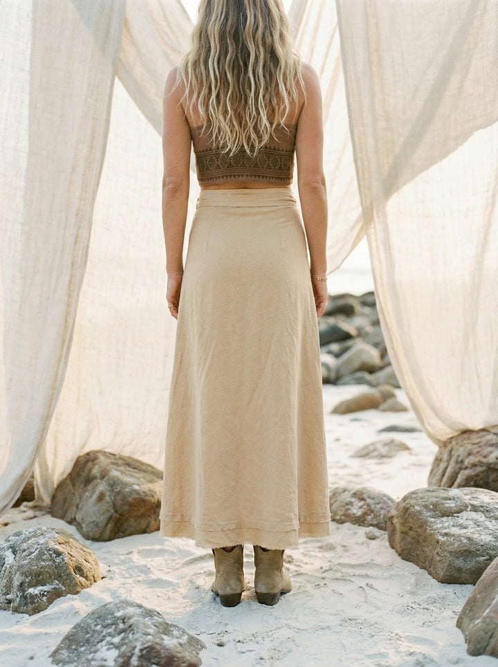 Kaveri Raw Cotton Maxi Wrap Skirt – Bohemian Sand Beach Cover Up