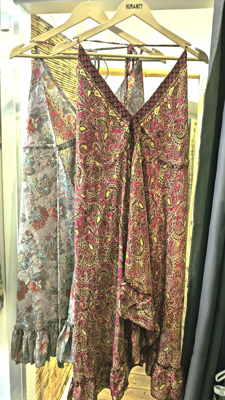 The "Rhea" Silk Mini – Available in Crimson Red, Slate Grey & Azure Blue
