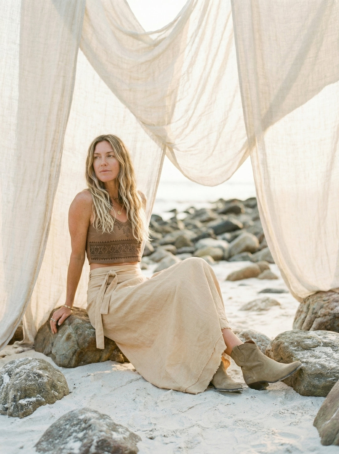 Kaveri Raw Cotton Maxi Wrap Skirt – Bohemian Sand Beach Cover Up